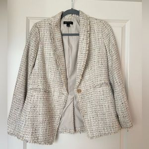 Ann Taylor beige, pink and black tweed blazer